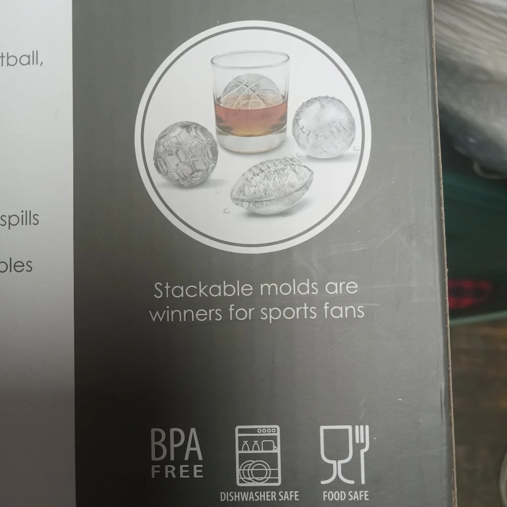 Tovolo Sports Ball Ice Molds Football Basketball Baseball & Golf Sphere Set of 4